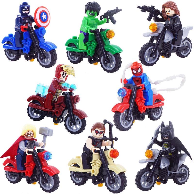 

Moc Superhero Motorcycle Avengers Building Blocks Toy Set Diy Plastic Assembly Figures