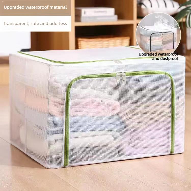 

TransparentClothing Storage Box Large Capacity Plastic WardrobeOrganizer Home Clothes Blanket Container Storage Bins Accessories