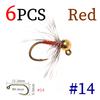 6PCS Tungsten Beadhead Midge Jig Nymph Fast Sinking Fly Fishing Lure for Trout Grayling Euro Nymphing