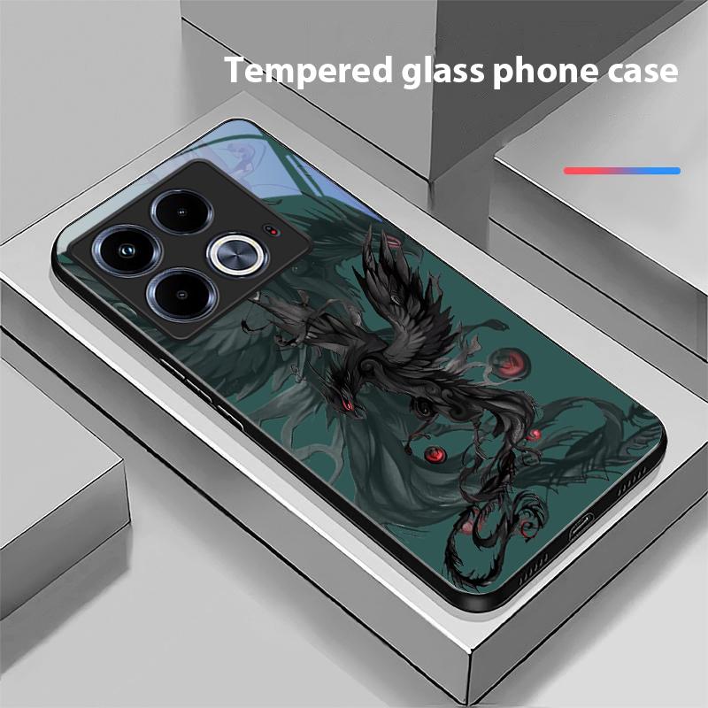 Funda de Cristal Templado Negra de Dibujos Animados Dapeng Para Infinix Note 40 4G 30i 12 G96 Smart 8 Hot 9 Play 10 11S 12 20i 50 Pro Plus 5G