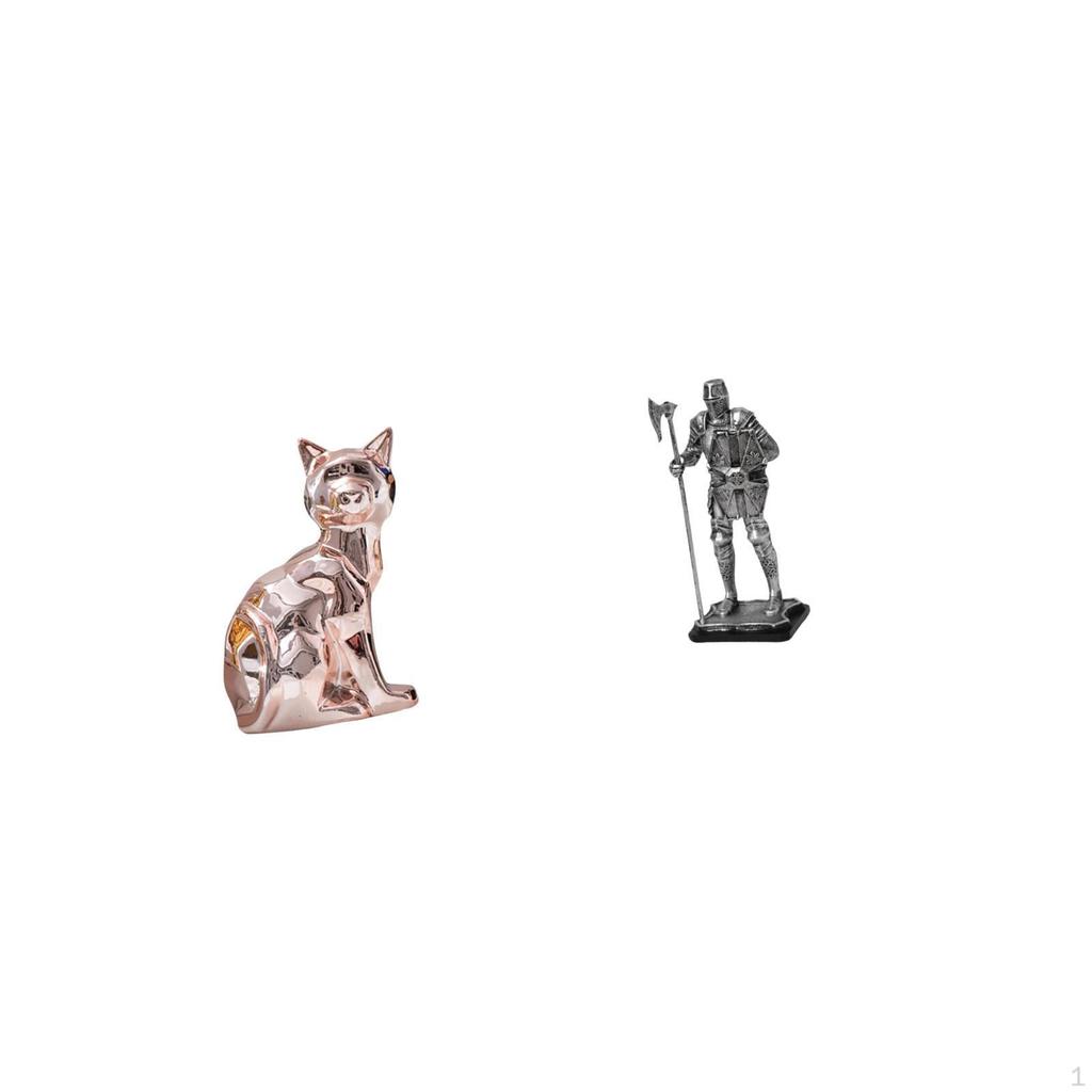 Cat Knight Statue Decorative Figurine Animal Sculpture Art Craft Ornament for Fireplace Entryway