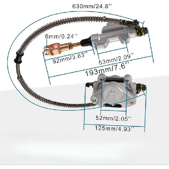 Rear Disc Brake Assembly Master Cylinder Caliper Replacement for 150cc 200cc 250cc Chinese ATV Quad