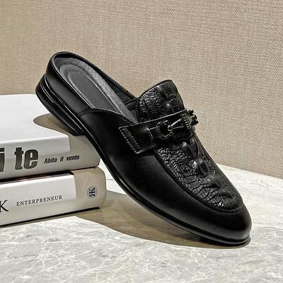 Mode Merk Designer Heren Casual Schoenen Hoge Kwaliteit Luxe Echt Lederen Slippers Mode 2025 Zomer Halve Schoenen Voor Mannen Mocassin