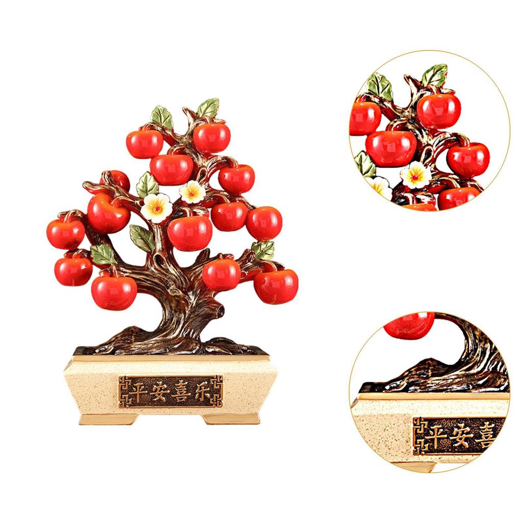 Persimmon Statue Feng Shui Figurine Sculpture Ornament Centerpiece Resin Blessing Decor Handmade