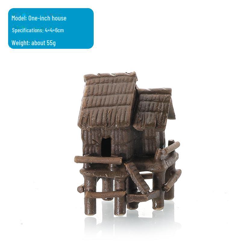 Ceramic Fish Tank Decoration: Water-Absorbing Stone Ornament for Aquariums, Gardens, and Bonsai – Thatched and Bamboo Houses.