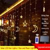 Solar-Powered Star and Moon LED String Lights - Colorful Outdoor Decor for Christmas and Festivals