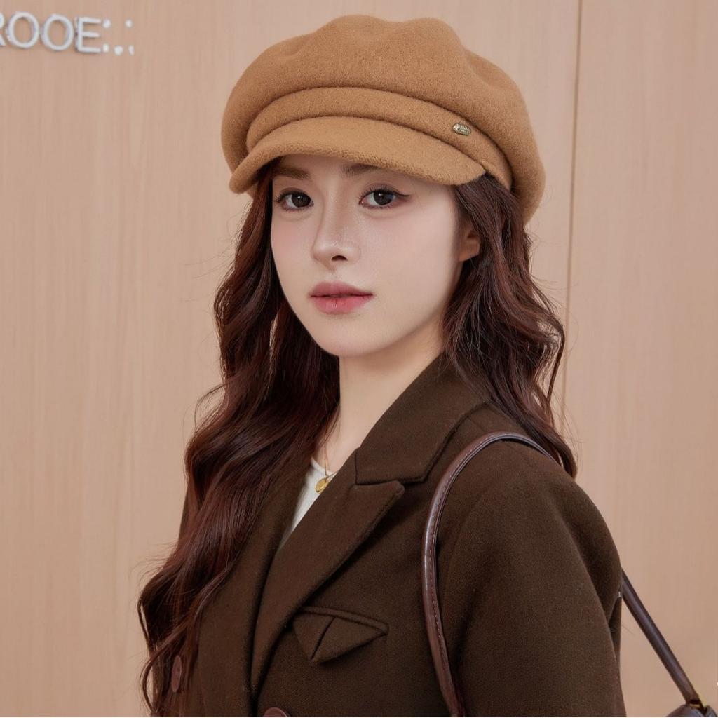 Autumn and Winter Solid Color Wool Retro Warm Beret Korean Women's Versatile Thickened Elegant Wool Hat