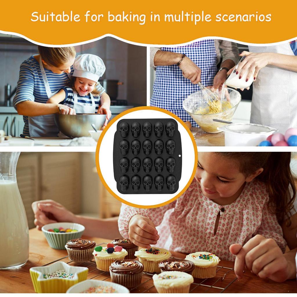 Halloween Molds For Baking Jellies Skeleton Mould 3D Easy Release Reusable Silicone Molds For Candy Chocolate Gummy Halloween