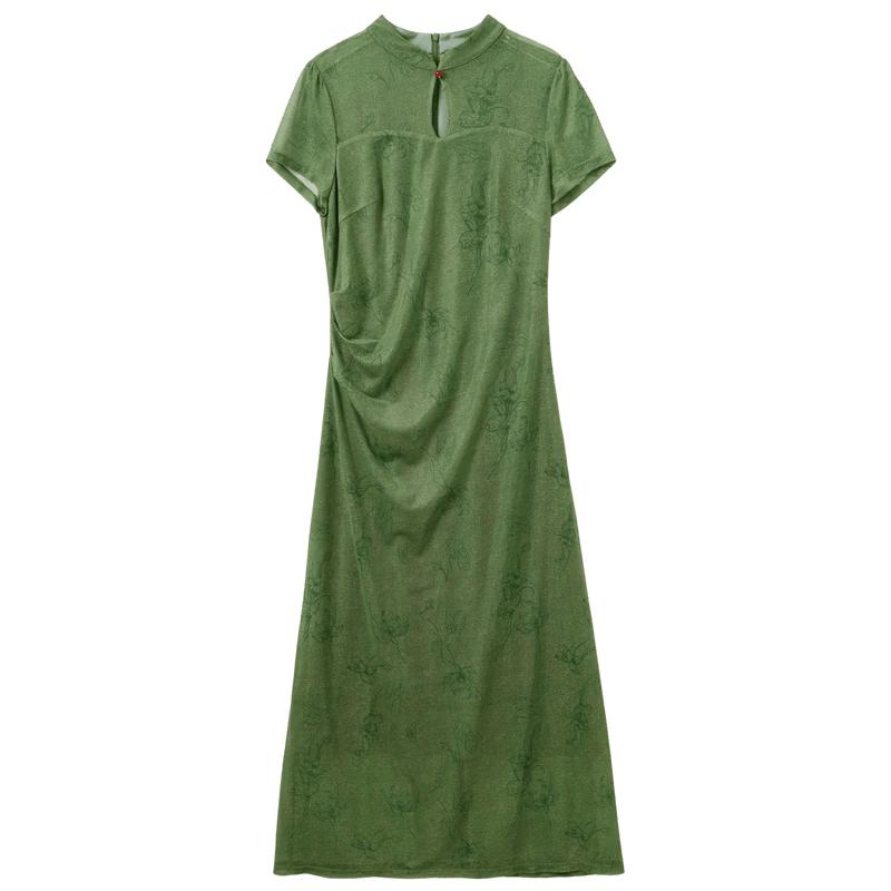 Sancai New Chinese Style Mesh Print A-line Dress L