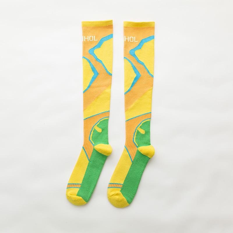 

Female New Outdoor Sports Knee Pads Show Thin Pressure Long Leg Cotton Socks 1 pair жёлтый