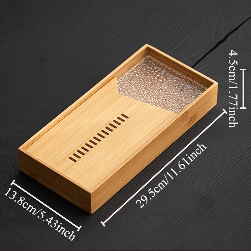 

Бытовой стеклянный бамбуковый поднос для хранения воды, небольшой сухой чайный столик в гостиной, новый чайный сервиз Kung Fu, поднос для хранения воды