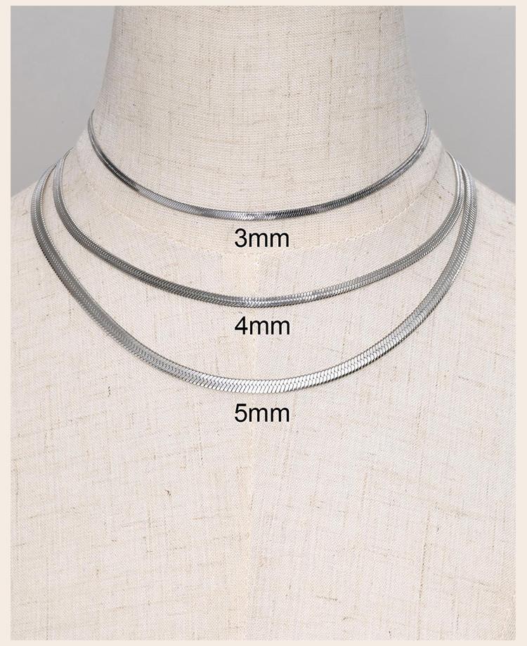 3-5mm Dames Visgraat Ketting, Roestvrij Staal Zilverkleurig Sleutelbeen Ketting Choker Collier