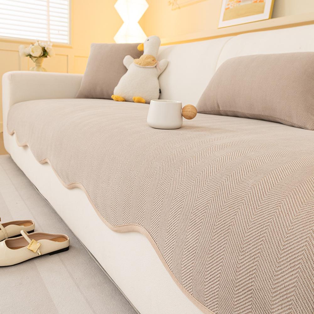 Chenille Herringbone Sofa Cushion, Universal In All Seasons, Special-Shaped Sofa Seat Cushion, Non-Slip Cover, Cloth Towel Resistance