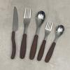 304 Stainless Steel Fork & Spoon Set with Imitation Wood Grain Handles - Elegant Design for Western Meals & Mooncakes