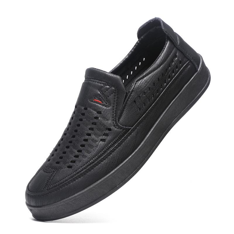 Men's Hollow Casual Leather Shoes Versatile Breathable Sandals Non-slip Oxford Soft-soled Hole Shoes
