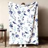 Blue Floral Bird Print Fleece Blanket Soft Warm Vintage Botanical Throw Blanket for Bedroom Living Room Travel Camping Multi-Siz