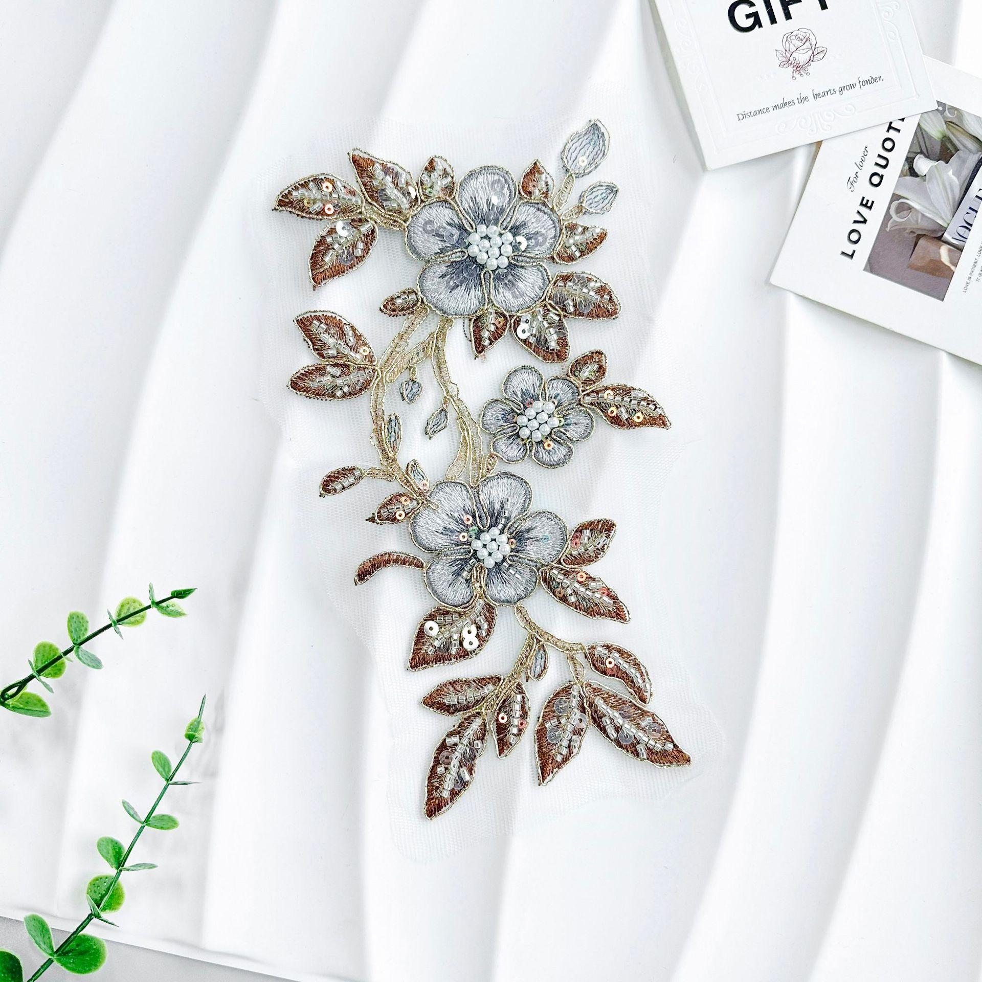 

Вышитые аппликации, Бисер для ногтей, Пайетки, Красочные трехмерные цветочные аксессуары, Одежда, Ханфу, Ципао, Декоративная ткань, Нашивка H2254 Type F