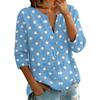 Women's Printed Cotton Linen Neck Shirt with Three-Quarter Sleeves