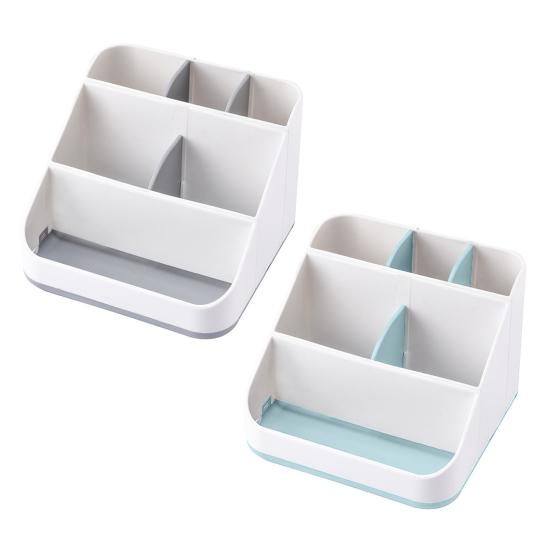 Bathroom Storage Box with 6 Compartments Large Capacity Non-Slip Design Toothbrush Toothpaste Holder Countertop Vanity Organizer