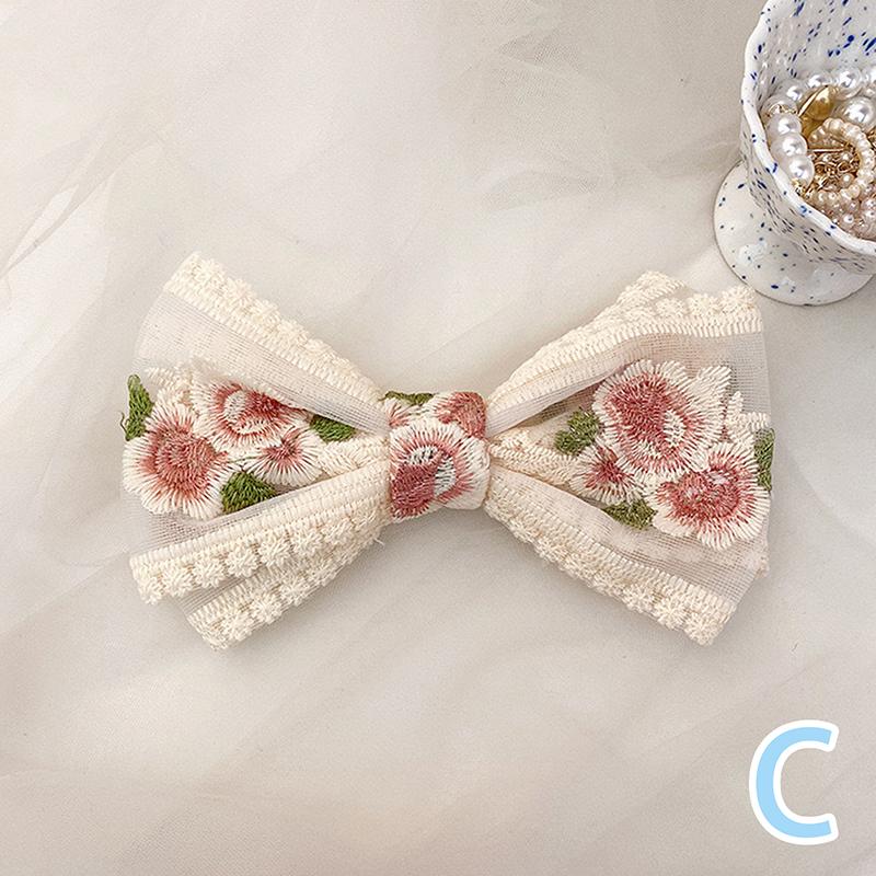 Embroidery Hair Bows Lace Big Bows Hair Clip Women Elegant Spring Clip Spring Summer Hair Accessories Women Barrettes