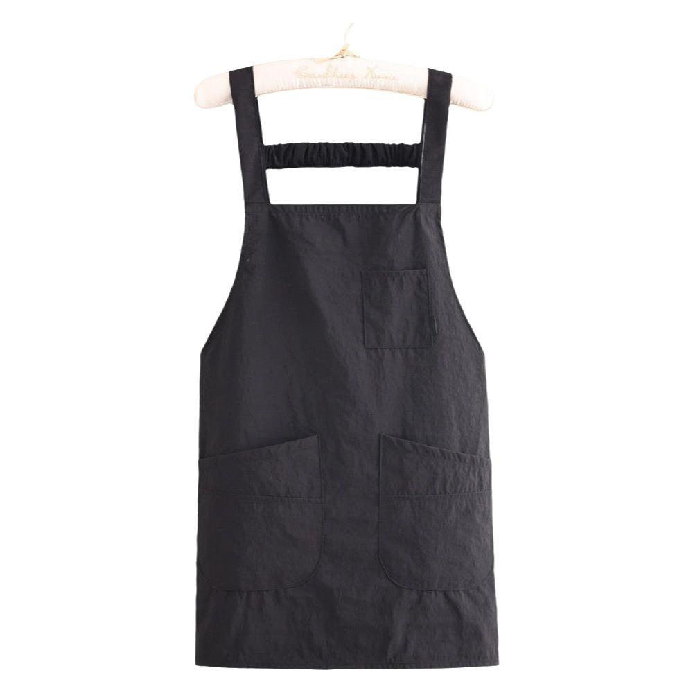 with Pocket Sleeveless Apron Breathable Catering Apron Simple Dirt-Resistant Workwear  Restaurant чёрный