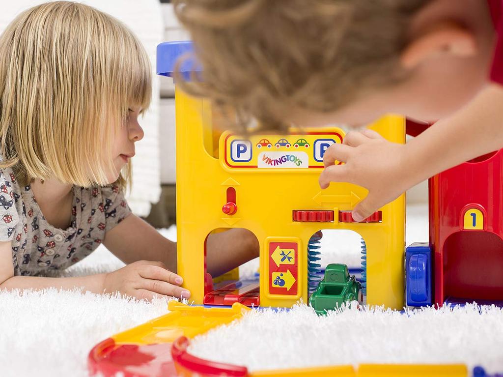 VIKING TOYS Viking City Parking Plus, 3-Story Parking Garage with Manual Elevator, Multicolor, Ages 1+, 156125