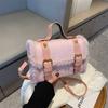Casual autumn and winter lamb wool plush bag women's new trendy messenger bag simple popular belt square bag