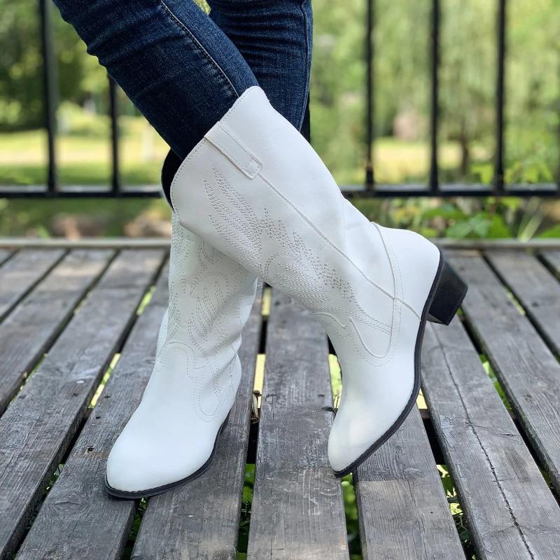 Winter Punk Stiefel Mode Slipper Damenschuhe Elegant Dicke Sohle Lange Ritterstiefel Cowboy Stiefel Goth Cowboy Stiefel für Damen