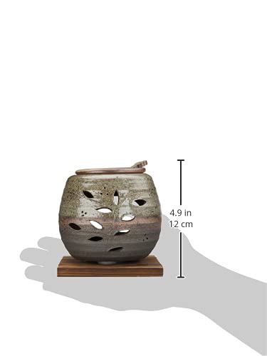 Yamashita Kogei Tokoname Ware Stone Dragon Green Gray Glaze Flower Tea Incense Burner with Plate, 10.5 X 11 X 11 Cm, 13045750