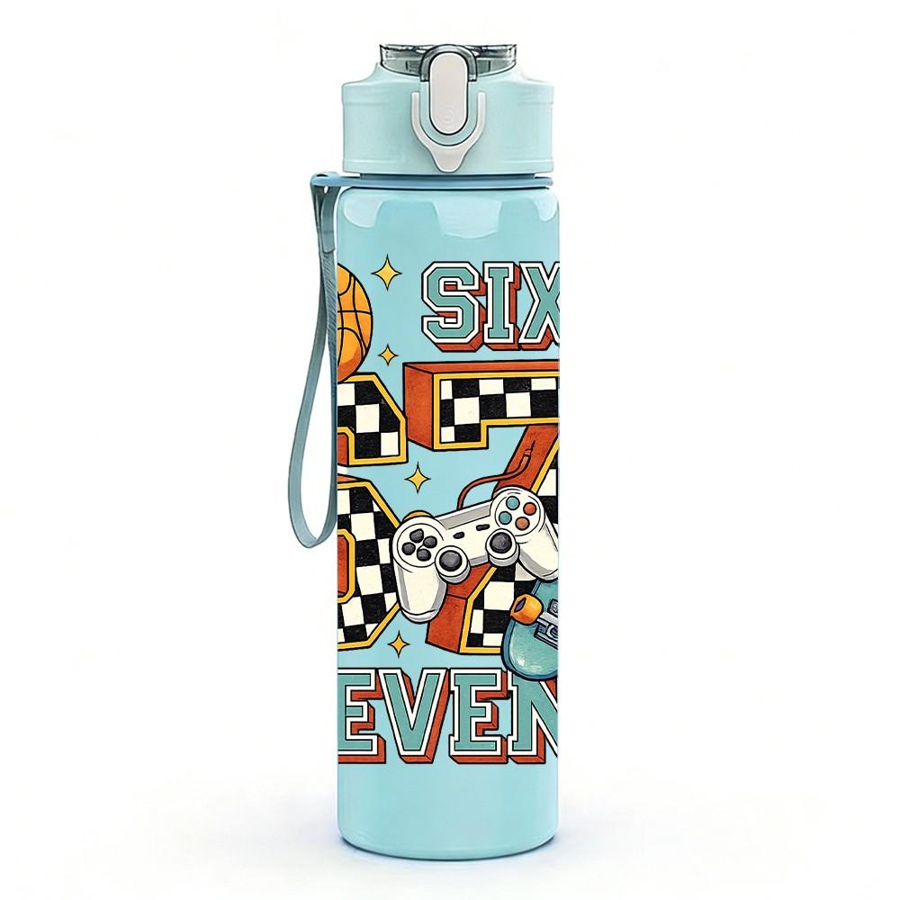 1PC Six Seven Basketball Theme Art 750ml Color Plastic Sports Water Bottle Leakproof Flip Straw Lid Suitable for Sports Office Home Use