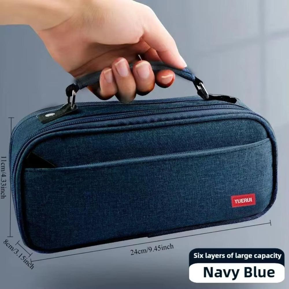 Multi Layer Partition Stationery Bag Large Capacity Pen Bag Simple Pencil Case