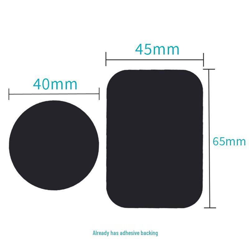 Magnetic Phone Holder Accessory: Black Round & Rectangular Iron Sheet with Adhesive Backing