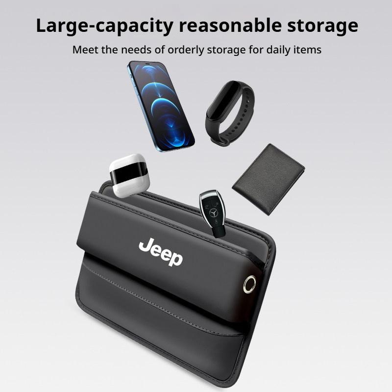 Car Seat Crevice Storage Box Genuine Leather Leak-proof Organizer Fit for Jeep Renegade NF Wrangler JK JL Auto Interior Accessories