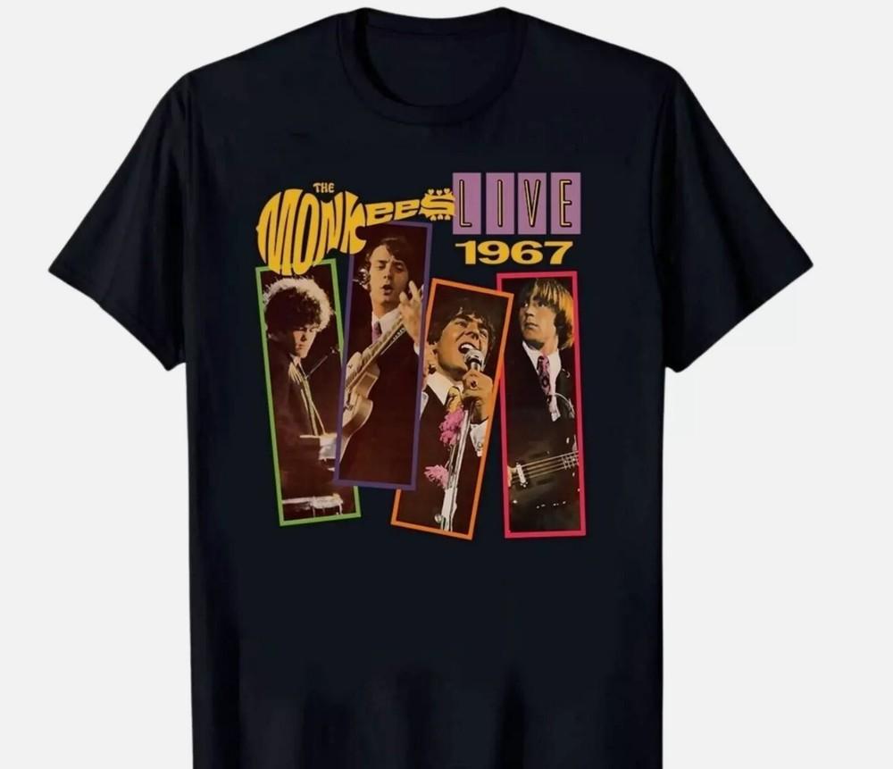 The Monkees Live 1967 T-Shirt Gift For Fans Music Black Shirt Unisex T-Shirt S