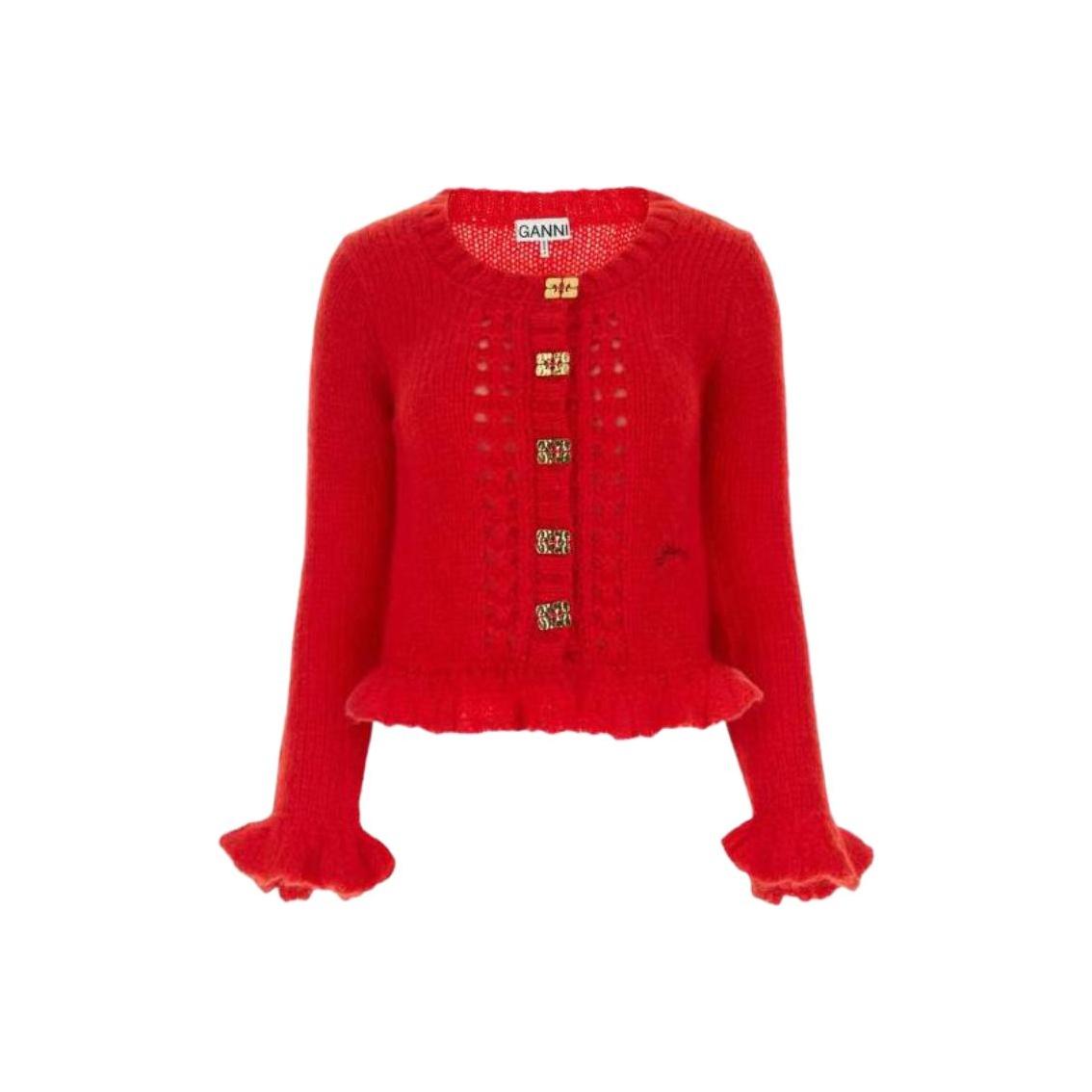 GANNI Short Fitted Mohair Solid Color