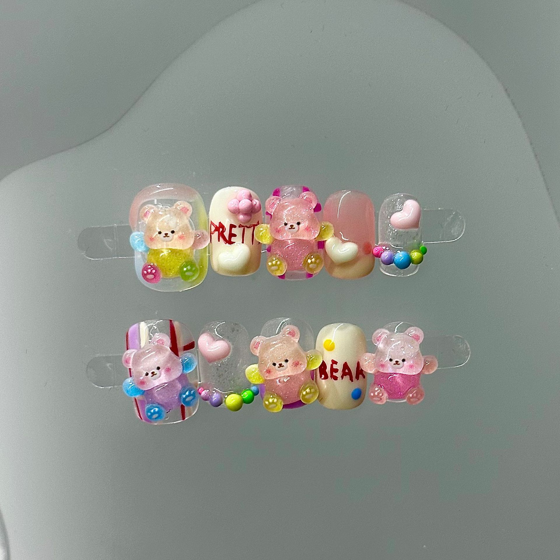 

Быстрые ногти, накладные ногти ручной работы, милый медведь, наклейка для ногтей, нейл-арт, светотерапия, накладные ногти, наклейка для ногтей, наклейка для ногтей M