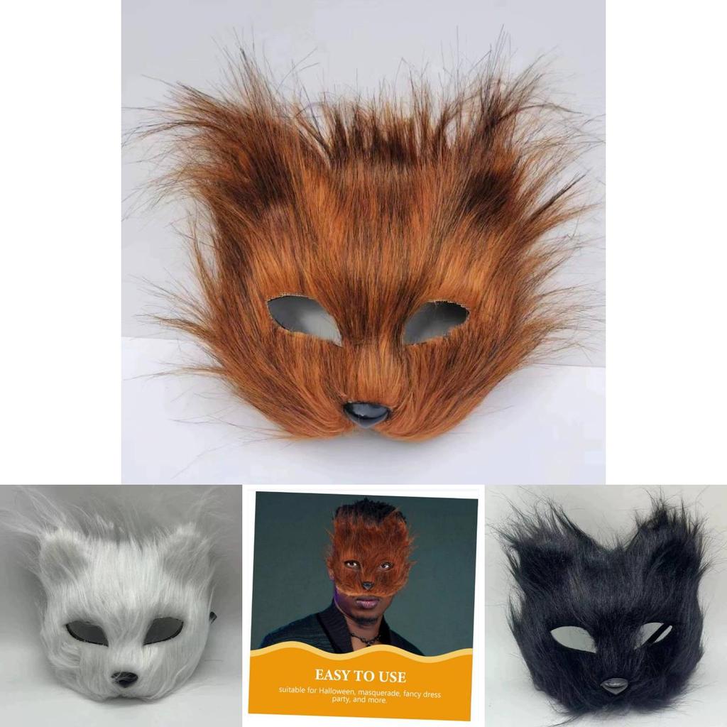 Fox Plush Half Mask With Features For Halloween Costume Parties And Cosplay Events