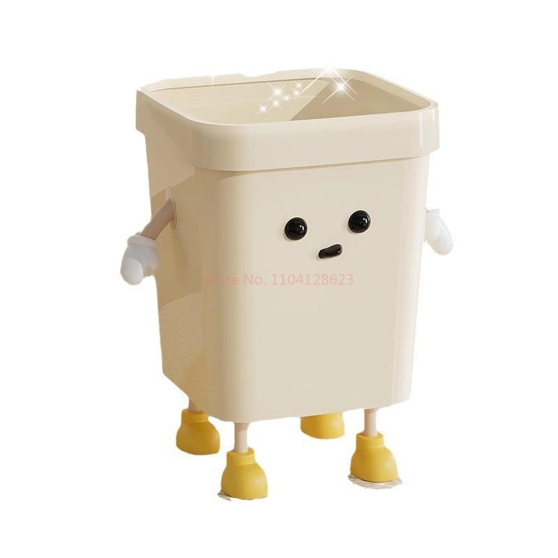 Trash Can Lightweight Cartoon Sturdy Household Large Capacity Trash Can Cute Garbage Bin For Study Home Office Kitchen Bedroom