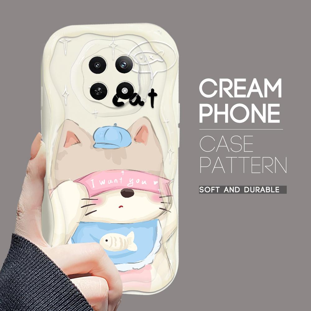 Cartoon Pattern Cream Texture Casing Wavy Edge Soft Silicone Cover Phone Case for OPPO Reno Realme OnePlus Vivo