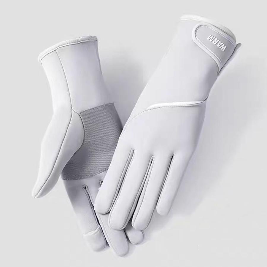 Autumn and winter gloves for women, warm, windproof, cold proof, waterproof, velvet, anti slip, foldable outdoor cycling sports