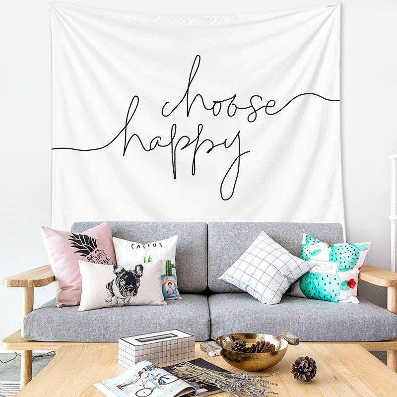 Tapestry Wall Hanging Simple Art Black and White Lines  Background Bedroom Decorative