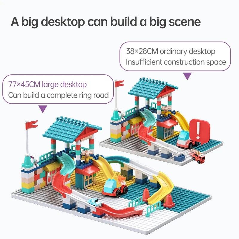 5-in-1 Kinder Aktivitätstisch Wasserspieltisch Spielzeug und Stuhl Set mit 143 Stück Große Kugelbahn DIY Baustein für Kinder ab 3 Jahren