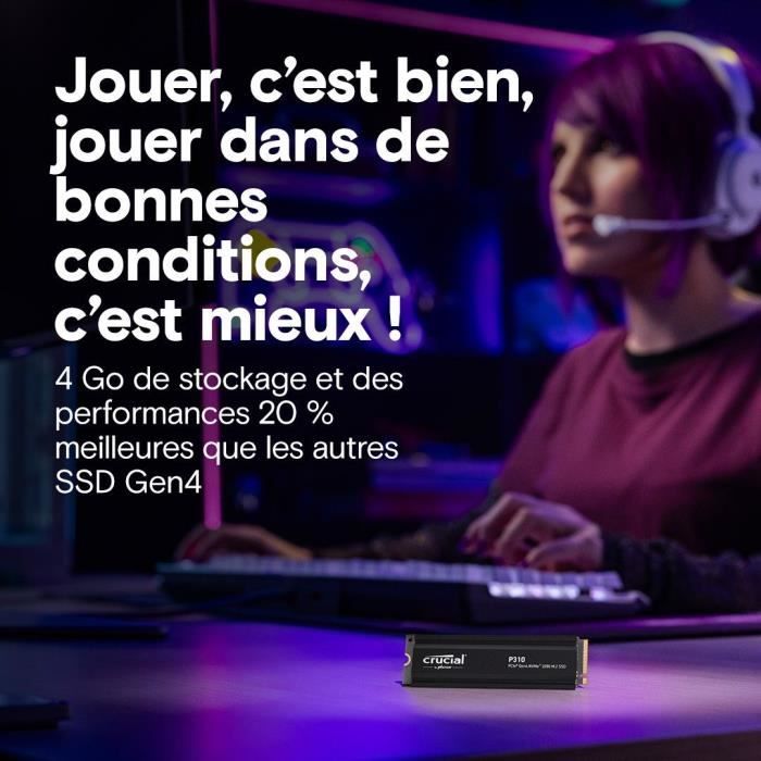 CRUCIAL - P310 - Disque SSD Interne - 2TB - Gen4 - NVMe M.2 - Jusqu'à 7100 Mo/s