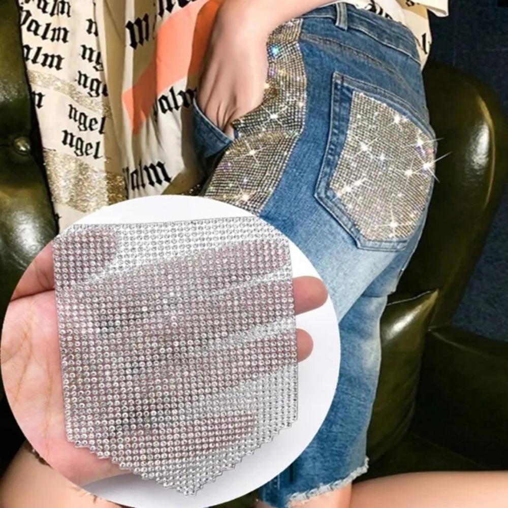 Luxury Rhinestone Patches Jean Applique Clothing Print Bling Crystal Pocket Sticker Rhinestone Transfer Motif Diy Decoration