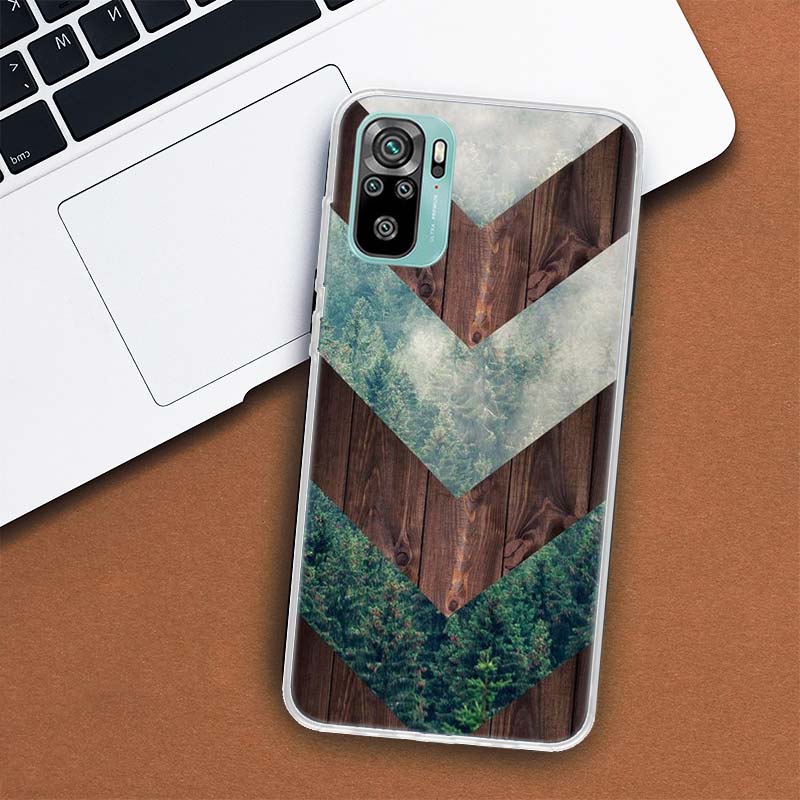 Forest Geometry Wood Nature Phone Case For Xiaomi Redmi Note 10 Pro Max 10S 9 9S 9T 8 8T 11T 11S 11 5G 11E 7 6 5 4X Coque Cover