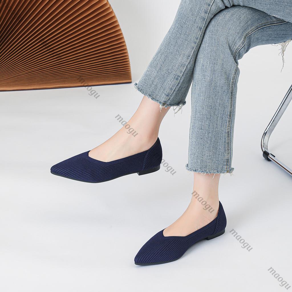 Shoes Woman Flat with Pointed Soft Knitted Sole Breathable and Comfortable Women's Flats Shoes Spring and Autumn 2025 New Model