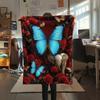 1PC 3D Butterfly Print Flannel Blanket, High Quality All Seasons, Home Decor, Warmth and Comfort, Perfect for Christmas Gifts