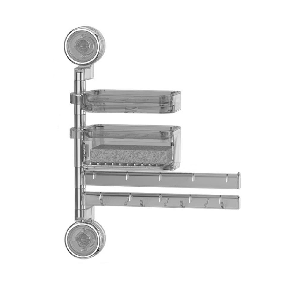 

Suction Up Bathroom Towel Rack 4 Layer Cleaning Supplies Storage Rack Bathroom Kitchen Entryway сірий