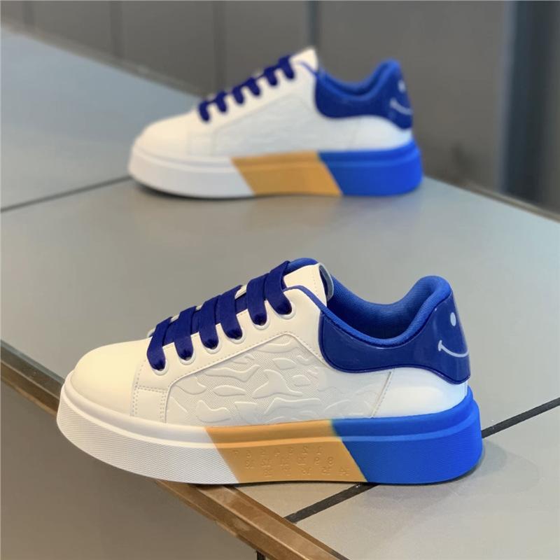 Color Matching Smiley Face Board Shoes Spring New Comfortable Leather Casual Shoes Ok