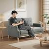 Canapé Deux Places avec Port de Charge USB et Pieds en Bois, Canapés en Tissu avec Coussin Épais pour Petit Appartement
